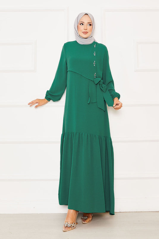 Önü Aller Ve Taş Detaylı Bağlamalı Elbise Benetton