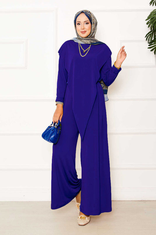 طقم ساندي من قطعتين بتفاصيل أمامية غير متماثلة