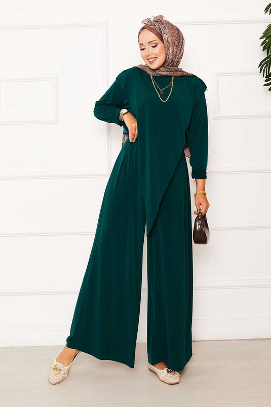 Maillot deux pièces Sandy émeraude avec détail asymétrique sur le devant