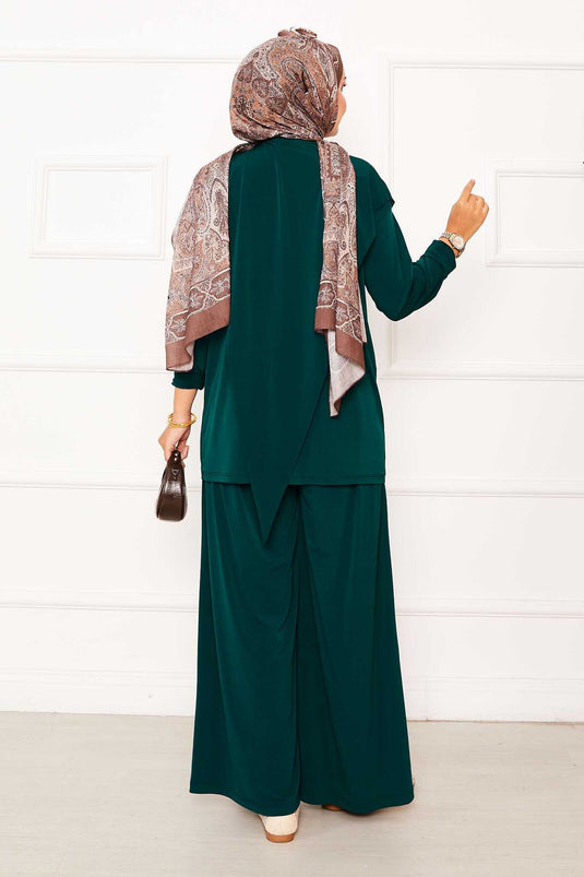 Maillot deux pièces Sandy émeraude avec détail asymétrique sur le devant