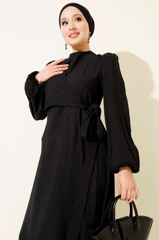 Black Dress with Front Tie Detail