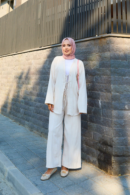 Ensemble deux pièces kimono avec détail noué sur le devant