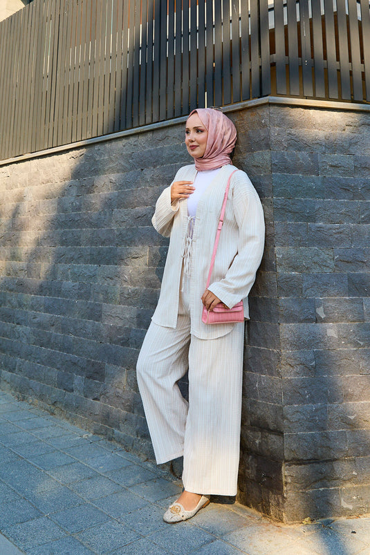 Ensemble deux pièces kimono avec détail noué sur le devant
