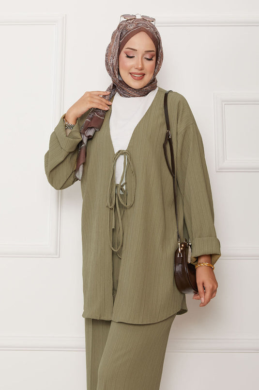 Önü Bağlamalı Kimono Takım Haki