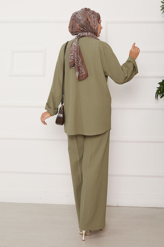 Önü Bağlamalı Kimono Takım Haki