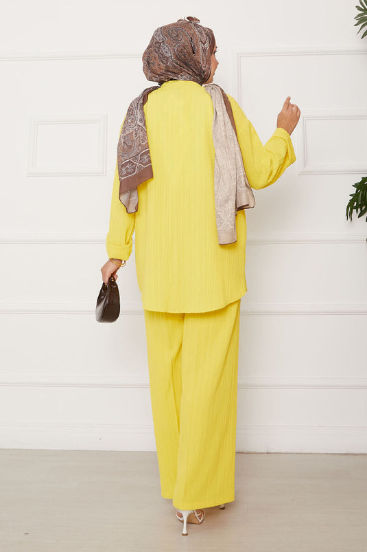 طقم كيمونو برباط أمامي أصفر