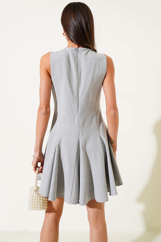 Sleeveless Tie-Front Mini Dress Gray