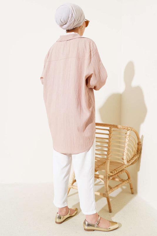 Tie Front Crinkle Kimono Beige