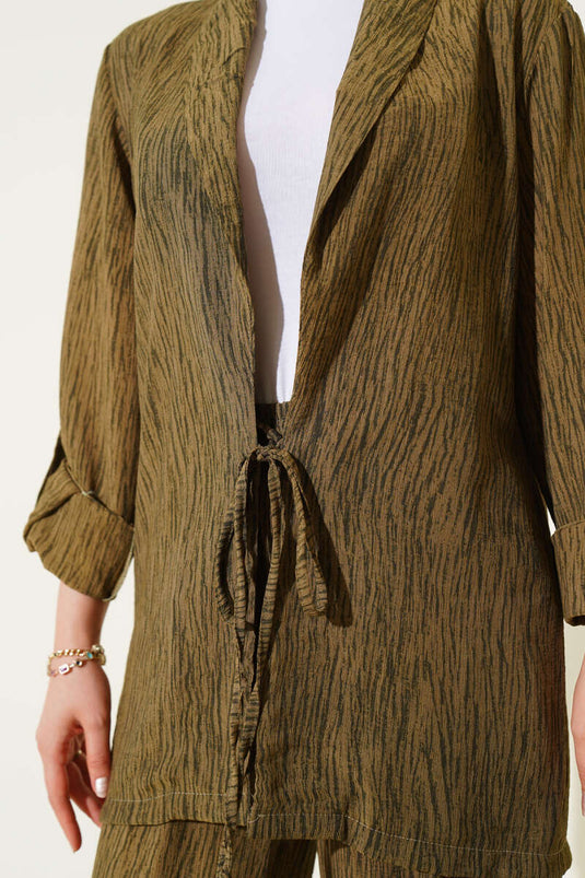 Önü Bağlamalı Kruvaze İkili Takım Haki