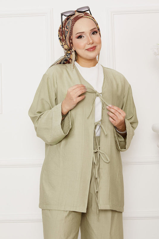 Traje casual con lazo delantero color menta