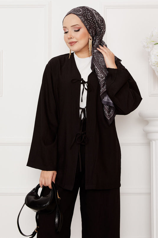 Costume décontracté noué devant noir