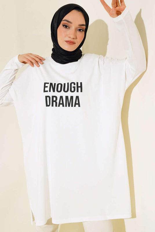 Tunique Basique Imprimée Devant Ecru