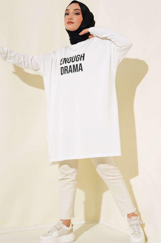 Tunique Basique Imprimée Devant Ecru