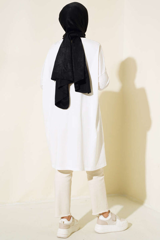 Tunique Basique Imprimée Devant Ecru