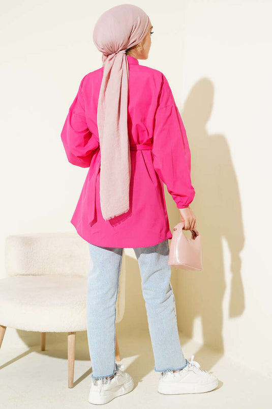 Front Cross-Tied Shirt Fuchsia