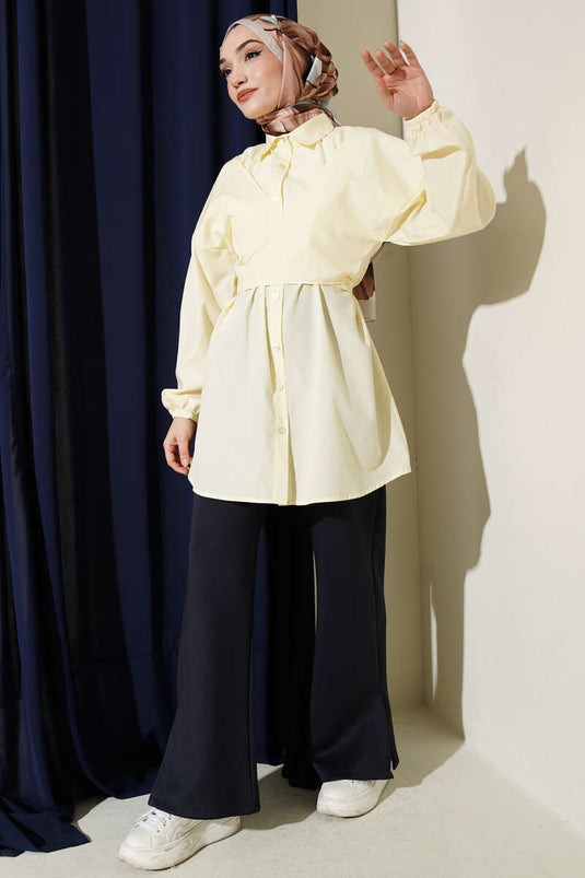 Front Cross-Tied Shirt Yellow