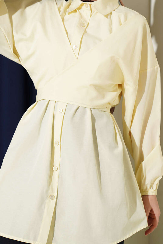 Front Cross-Tied Shirt Yellow