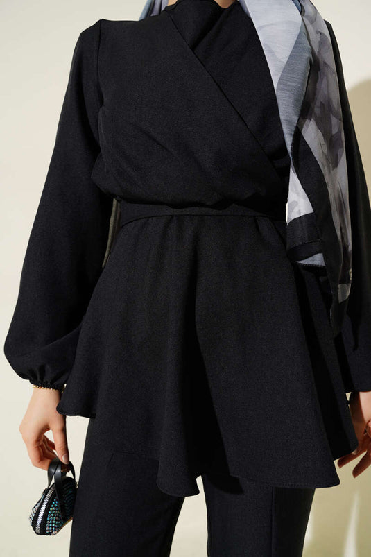 Önü Çapraz Kuşaklı İkili Takım Siyah