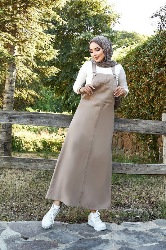 فستان حجاب من قماش المنك مع جيب أمامي