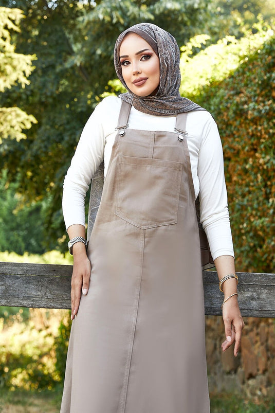 فستان حجاب من قماش المنك مع جيب أمامي