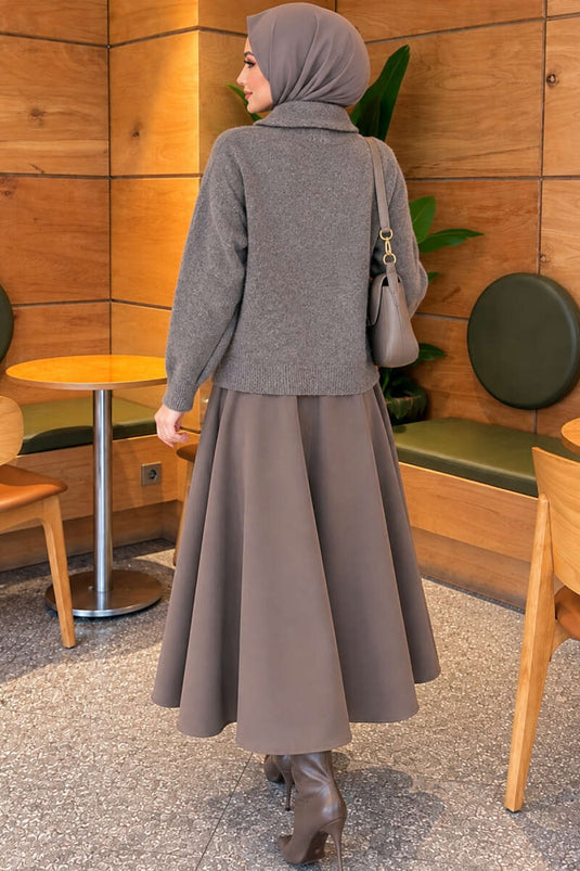 Gilet En Maille À Boutons Dorés Et Poches Avant Gris Fumé