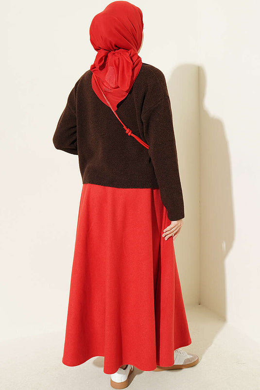 Cardigan Marrone Con Bottoni E Zip, Con Tasche