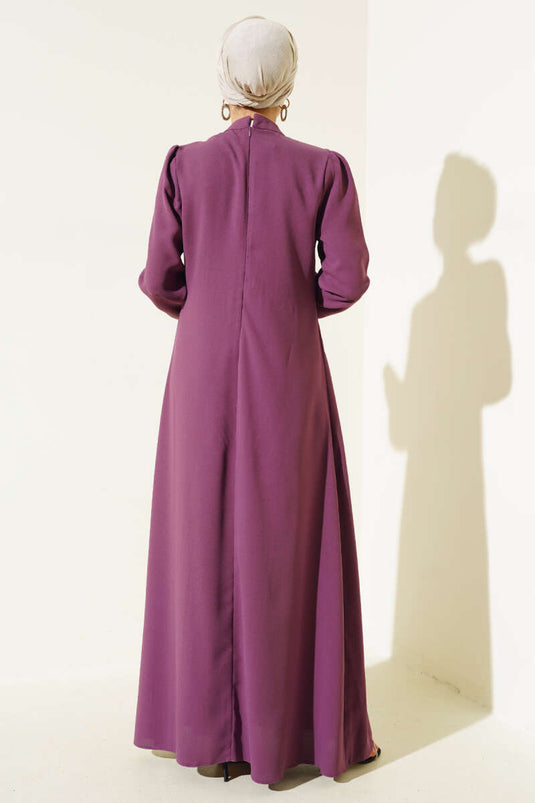 Front Flower Stone Dress Magenta