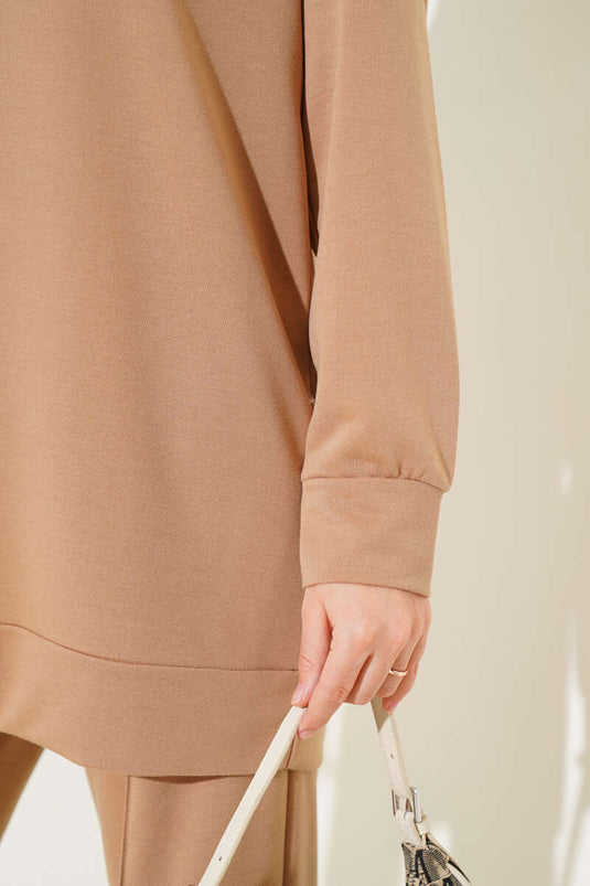 Costume Double Basic Camel avec Bouton-pression sur le Devant