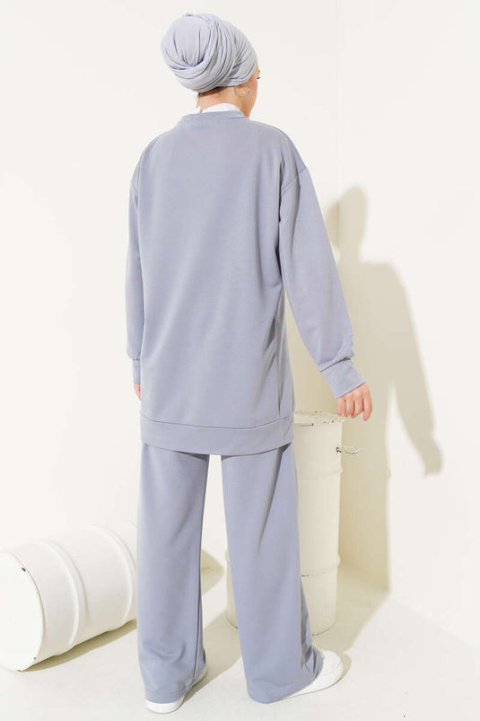 Önü Çımalı Basic İkili Takım Gri