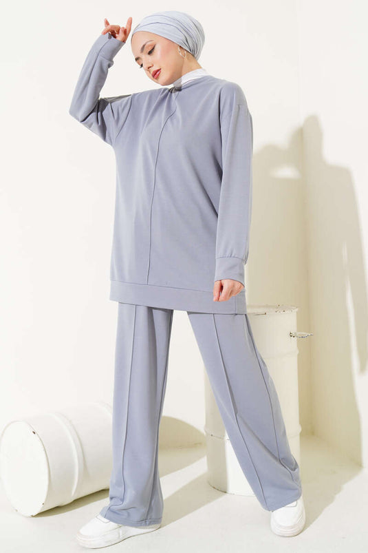 Önü Çımalı Basic İkili Takım Gri