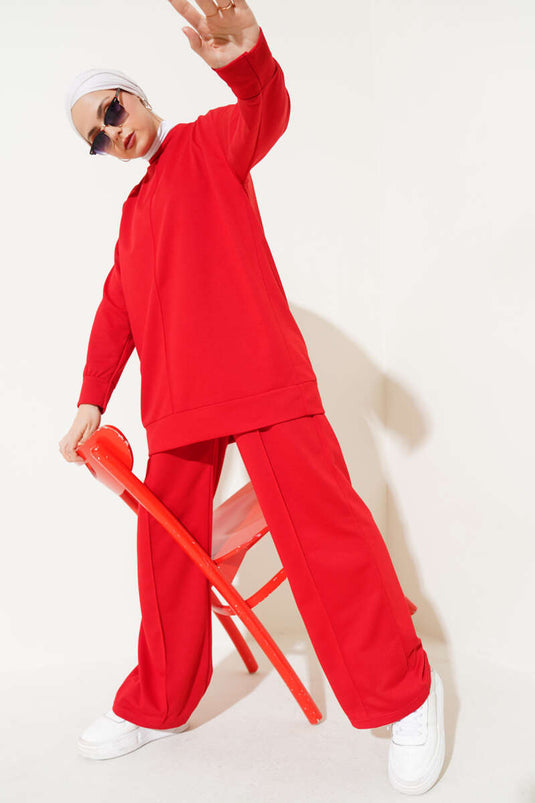 Önü Çımalı Basic İkili Takım Kırmızı