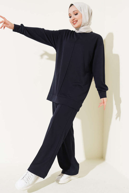 Önü Çımalı Basic İkili Takım Lacivert
