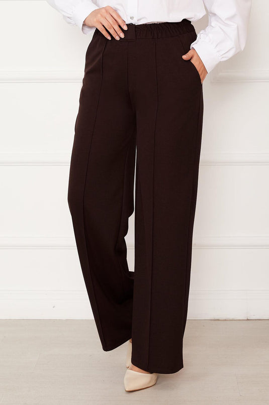 Front Pleated Pocket Detail Pants Brown