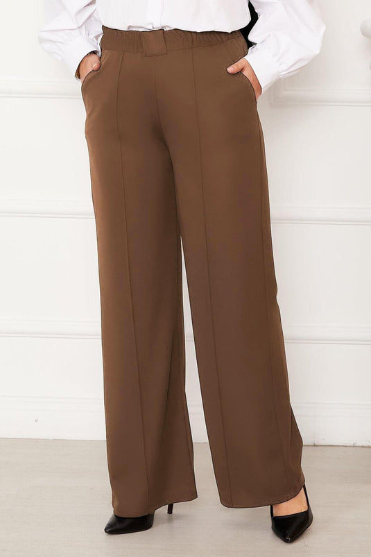 Tan Trousers with Grass Front Pocket Detail