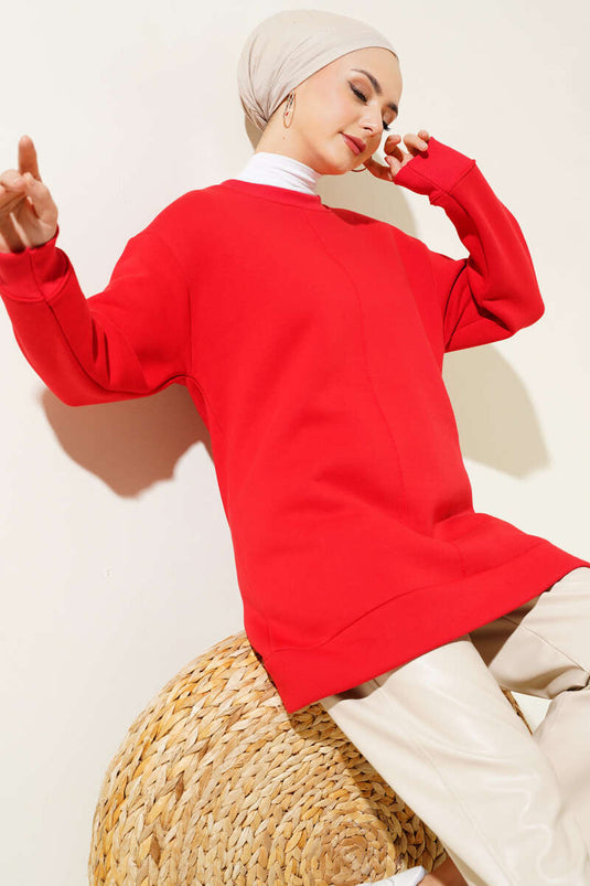 Tunique Trois Fils Au Crochet Devant Rouge