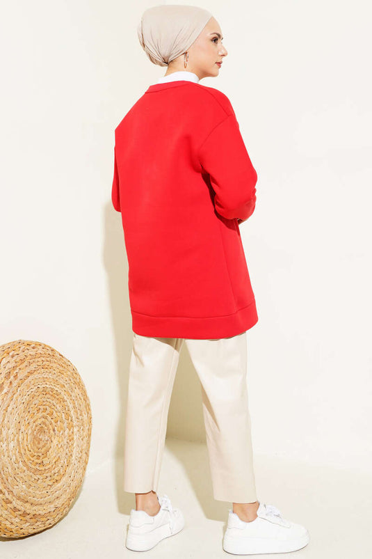 Tunique Trois Fils Au Crochet Devant Rouge