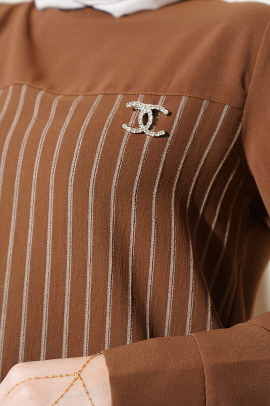 Striped Two-Piece Set Coffee