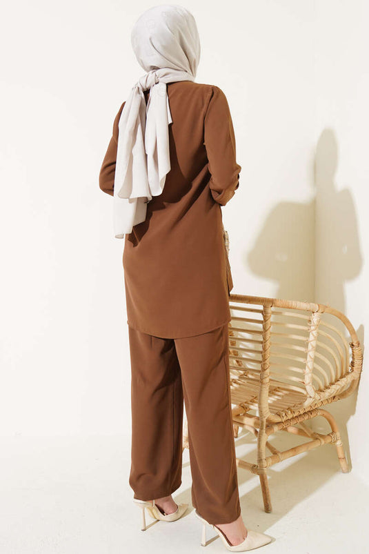 Striped Two-Piece Set Coffee