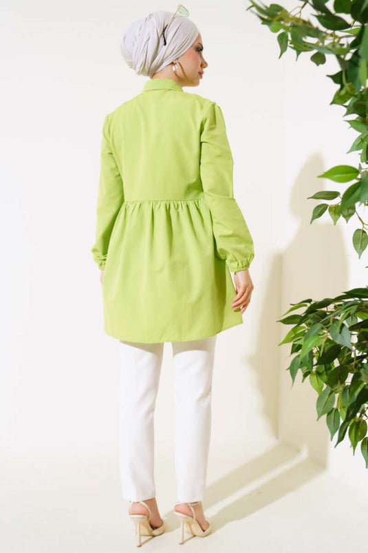 Lace Front Shirt Pistachio Green