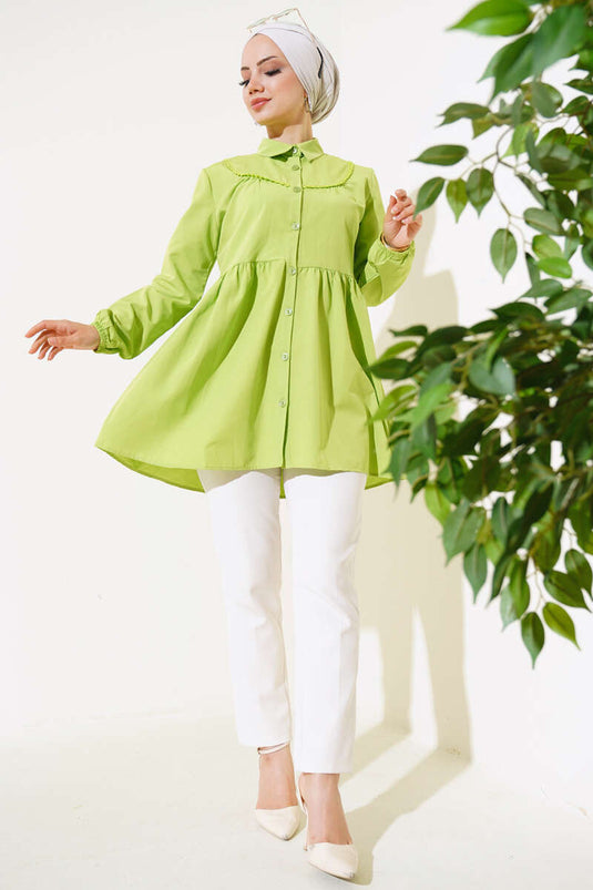 Lace Front Shirt Pistachio Green
