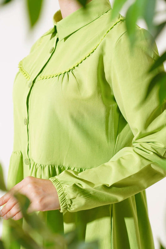 Lace Front Shirt Pistachio Green