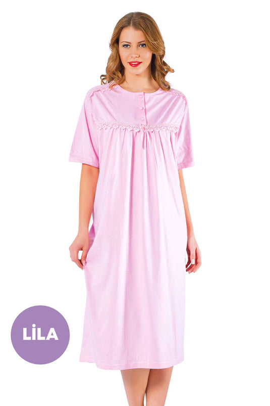 Lace Front Short Sleeve Nightgown Lilac