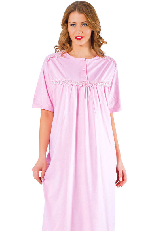 Lace Front Short Sleeve Nightgown Lilac