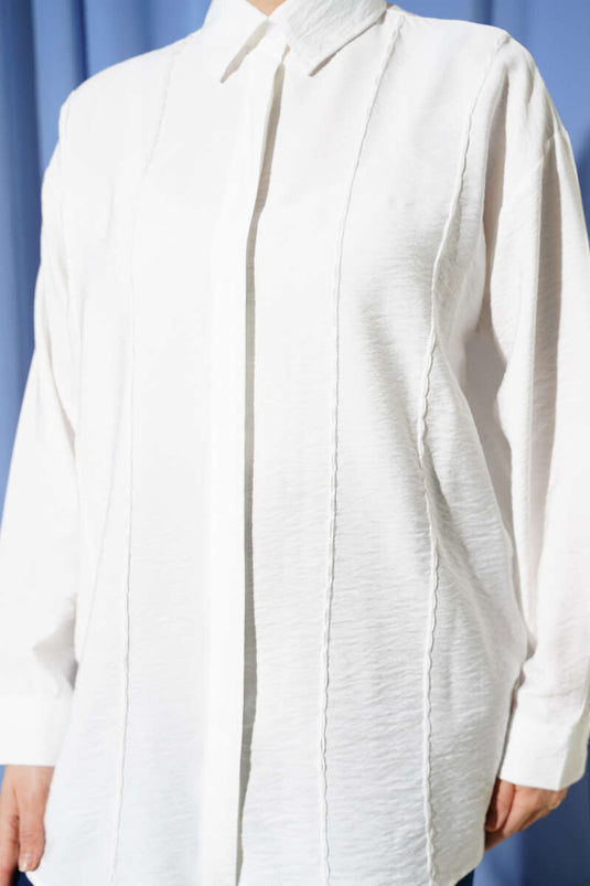 Chemise ample avec détails de couture à l'avant, écru