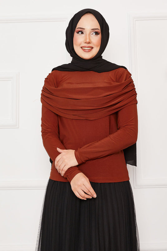 Chemisier Sandy drapé devant brique