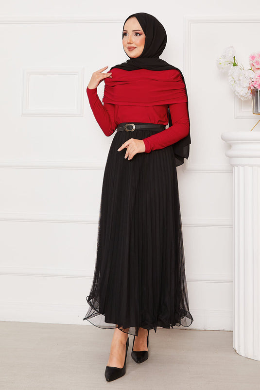 Chemisier Sandy drapé devant rouge