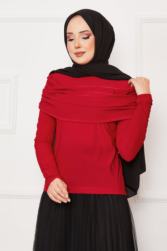 Chemisier Sandy drapé devant rouge