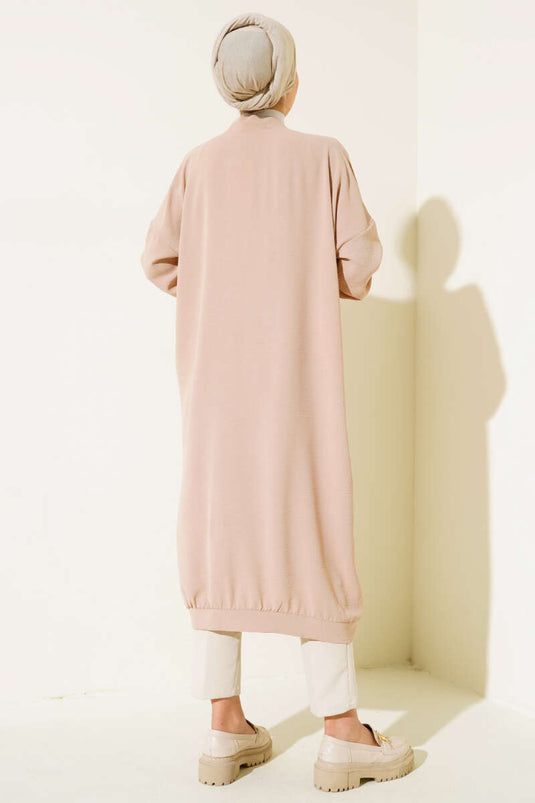 Cardigan long Ayrobin Latte boutonné sur le devant