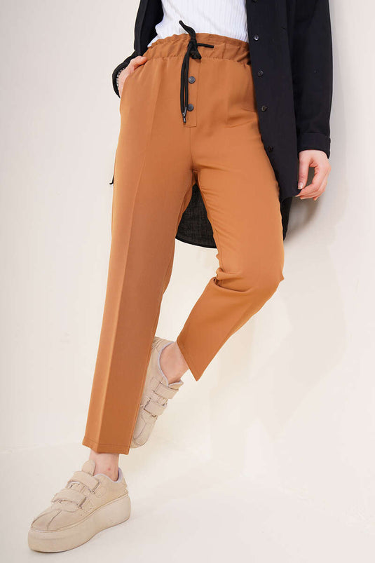 بنطلون جزرة أمامي بأزرار جملي