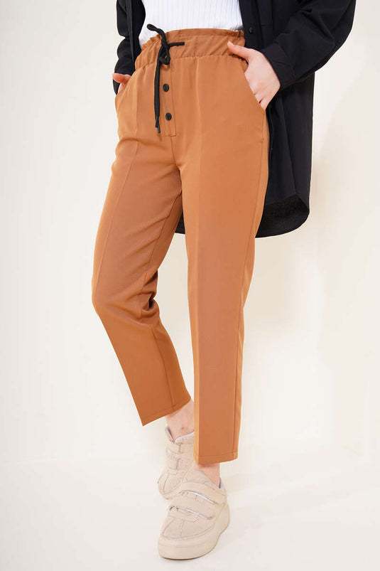 بنطلون جزرة أمامي بأزرار جملي